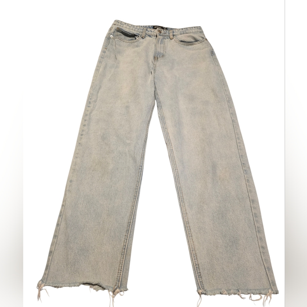 Nasty Gal Denim Lightwash Wide Leg Raw Hem Denim Jeans Size 10